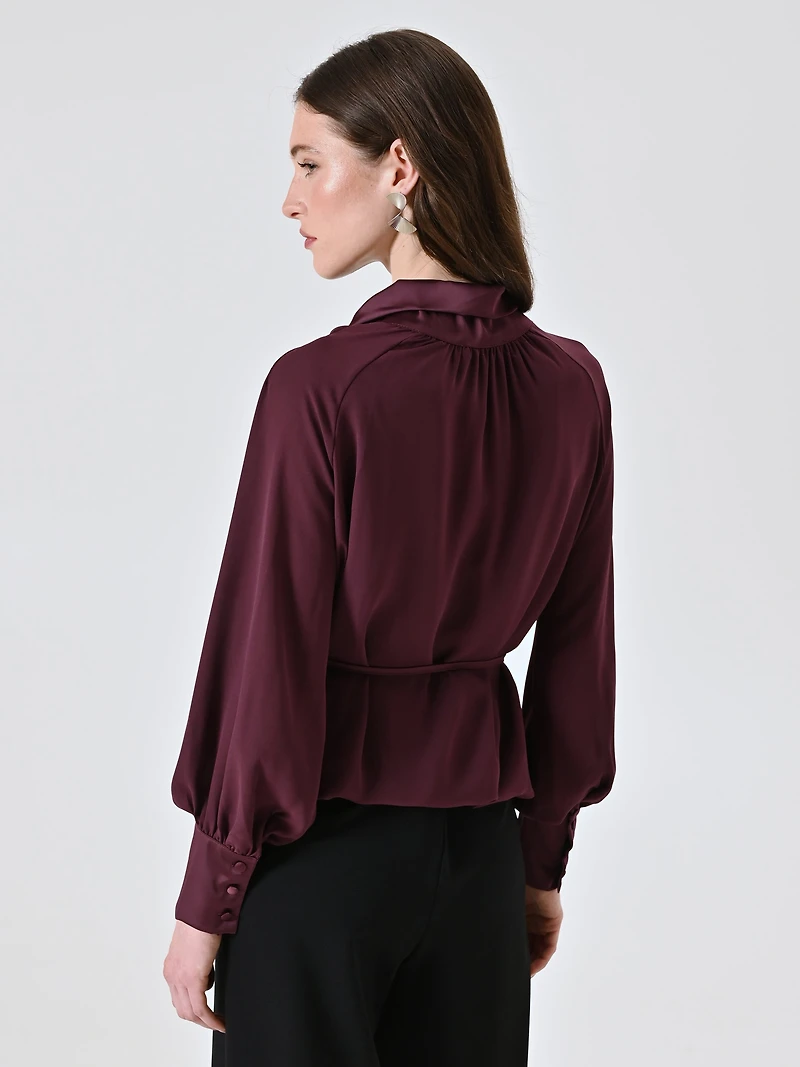 Blouse with Bow and Thin Belt