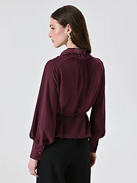 Blouse with Bow and Thin Belt