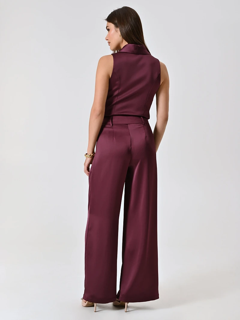 Pantalon en satin bordeaux