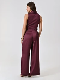 Pantalon en satin bordeaux