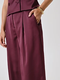 Pantalon en satin bordeaux