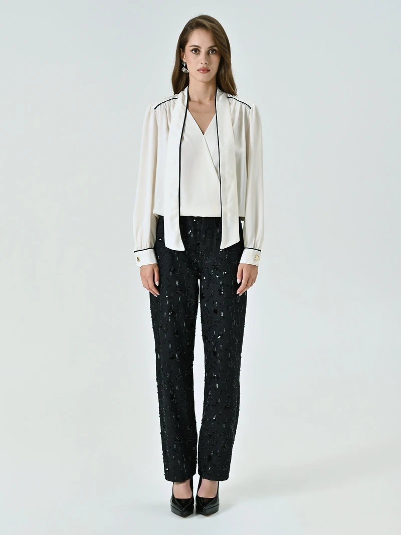 Blouse with Black Piping