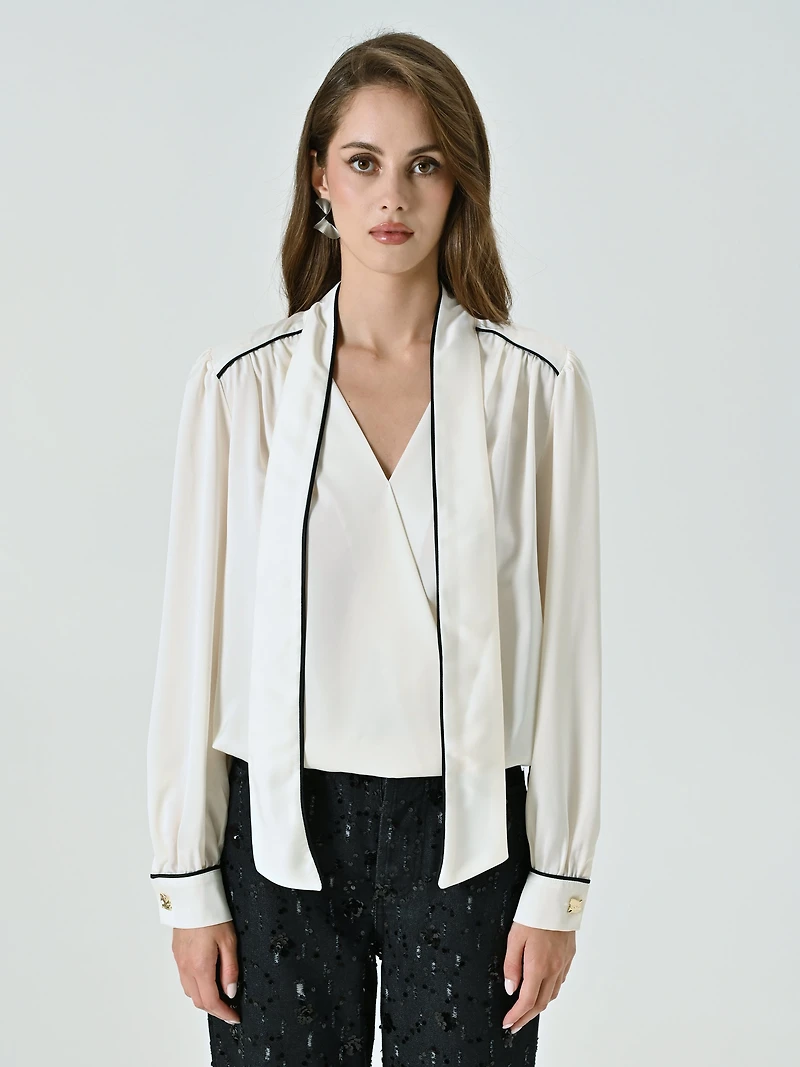 Blouse with Black Piping
