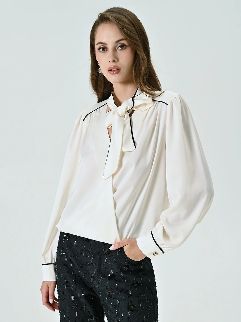 Blouse with Black Piping