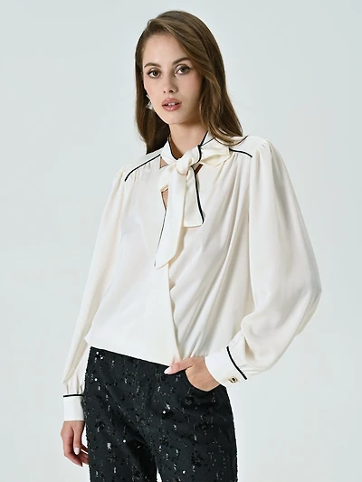 Blouse with Black Piping