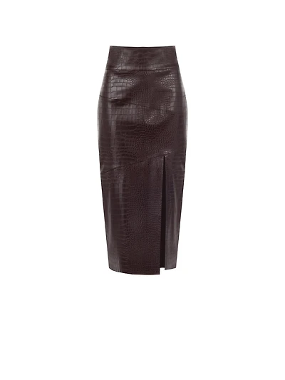 Jupe crayon midi effet croco