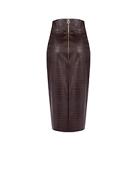 Croc-Effect Midi Pencil Skirt