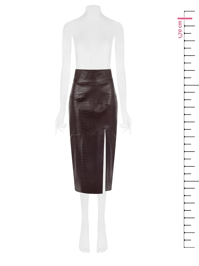 Croc-Effect Midi Pencil Skirt