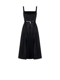 Flared Faux Leather Dress