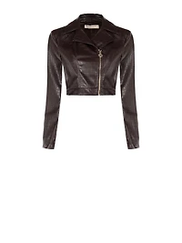 Cropped Embossed Moto Jacket