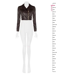 Cropped Embossed Moto Jacket