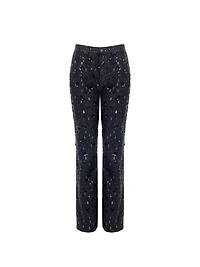 Denim Trousers Embellished with Sequins