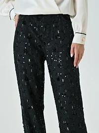 Denim Trousers Embellished with Sequins
