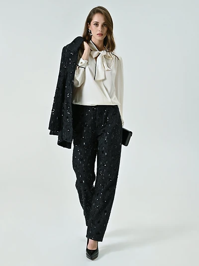 Denim Trousers Embellished with Sequins