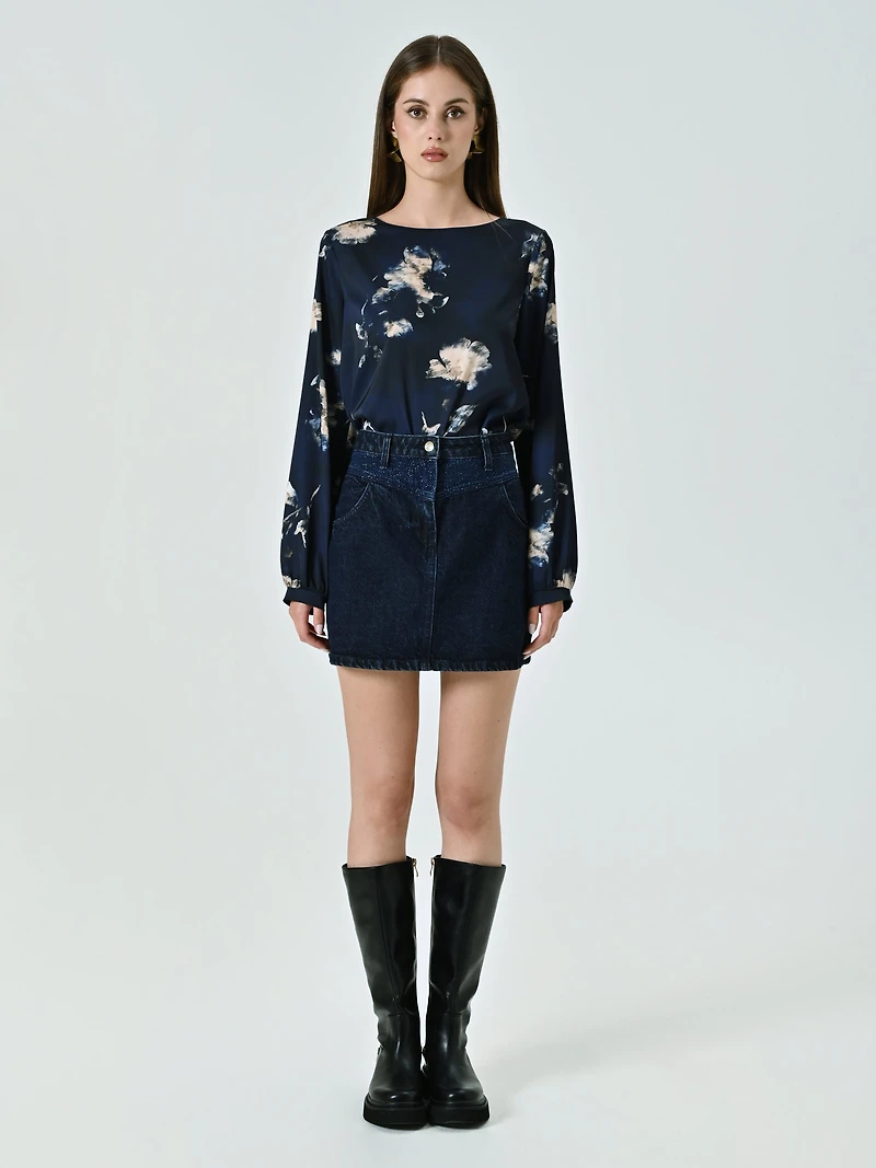 Lurex Denim Miniskirt