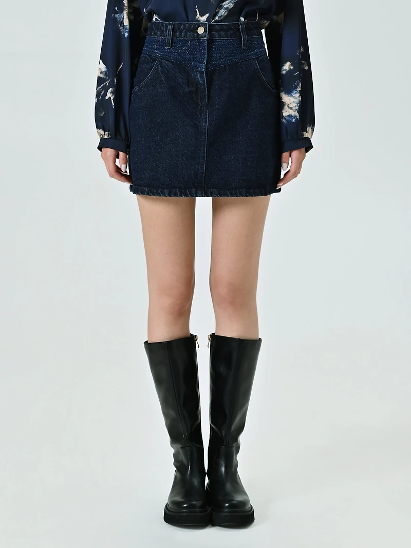 Lurex Denim Miniskirt