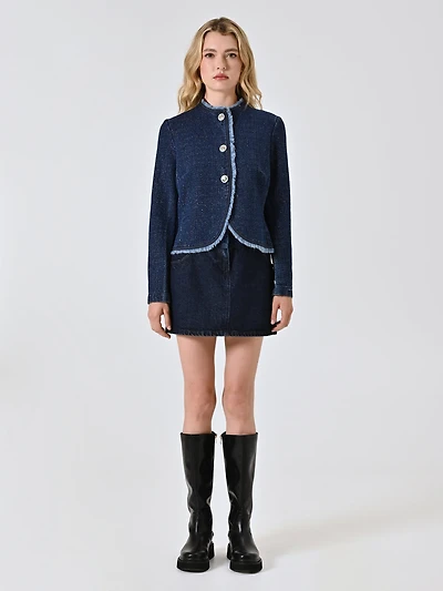Lurex Denim Miniskirt