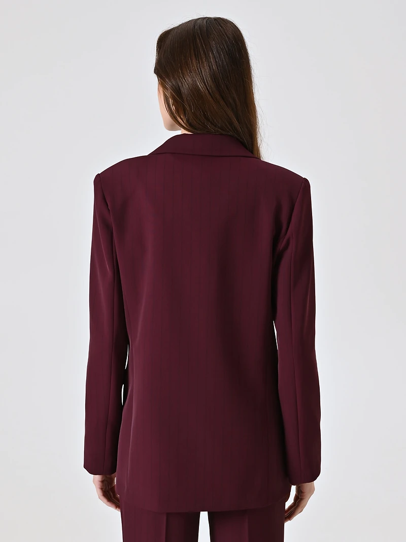 Burgundy Blazer with Black Stripe