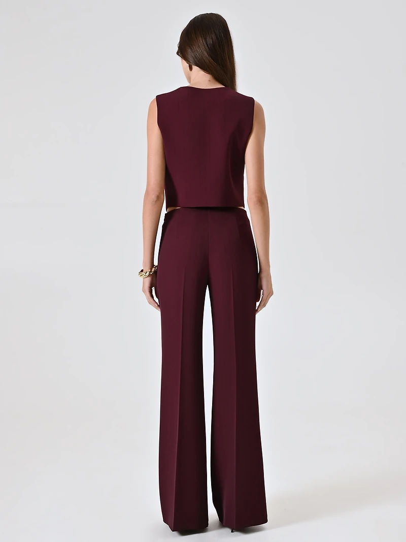 Burgundy Trousers with Black Stripe