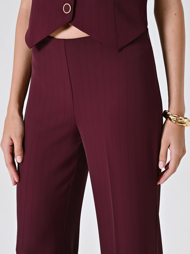 Burgundy Trousers with Black Stripe
