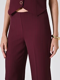Burgundy Trousers with Black Stripe