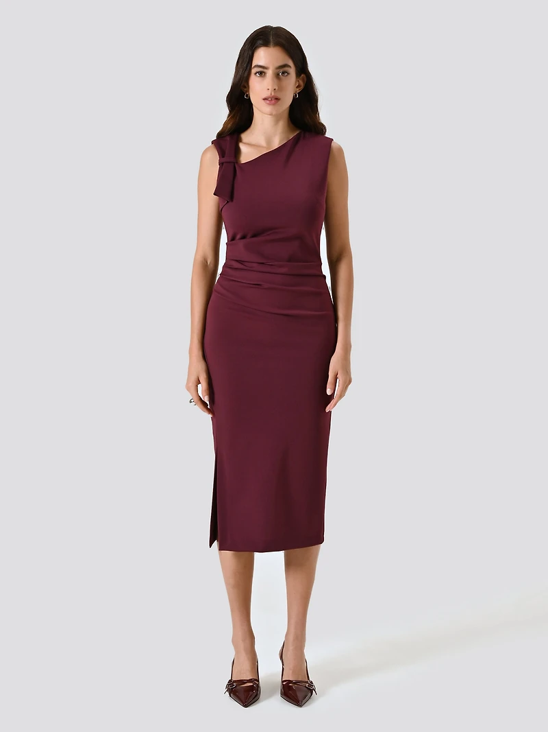 Midi Sheath Dress with Bow Milano Stitch