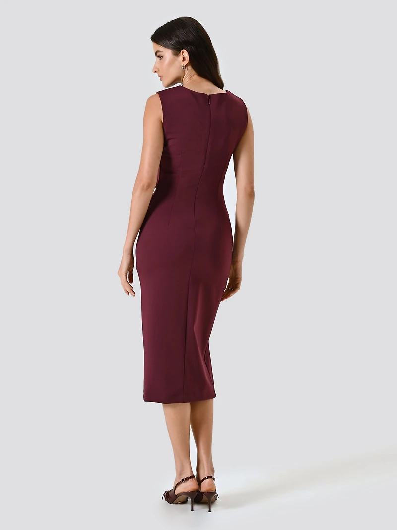 Midi Sheath Dress with Bow Milano Stitch