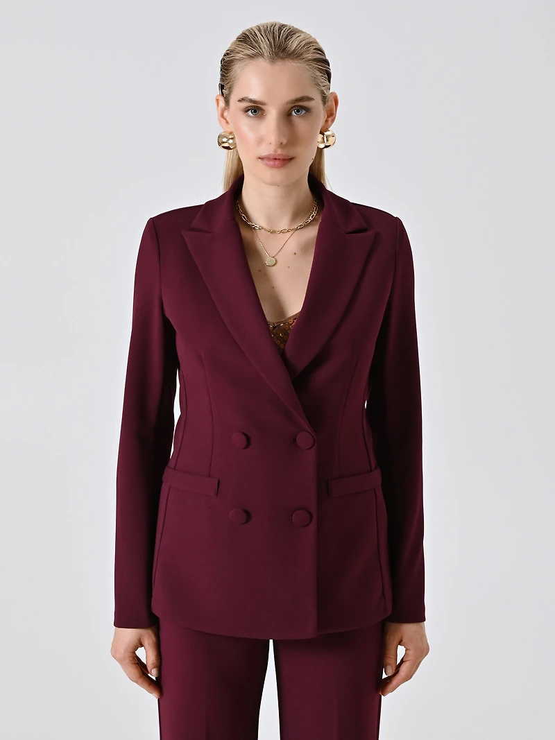 Double-Breasted Jacket Scuba Crepe