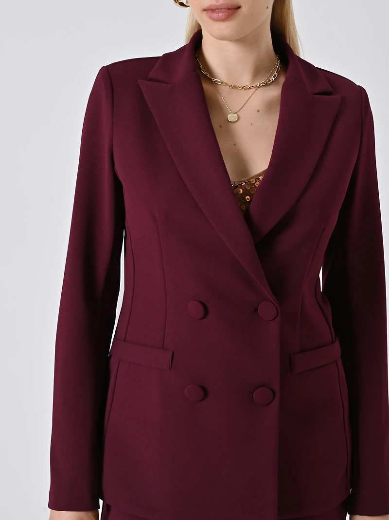 Double-Breasted Jacket Scuba Crepe