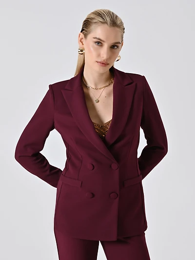 Double-Breasted Jacket Scuba Crepe