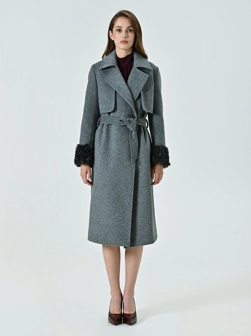 Three-in-One Coat with Fur-effect Cuffs