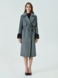 Three-in-One Coat with Fur-effect Cuffs