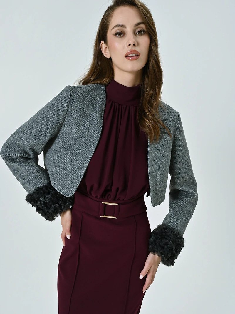 Three-in-One Coat with Fur-effect Cuffs
