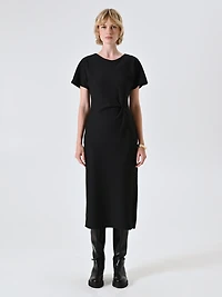 Midi Milano-Stitch Sheath Dress with Knot