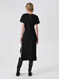 Midi Milano-Stitch Sheath Dress with Knot
