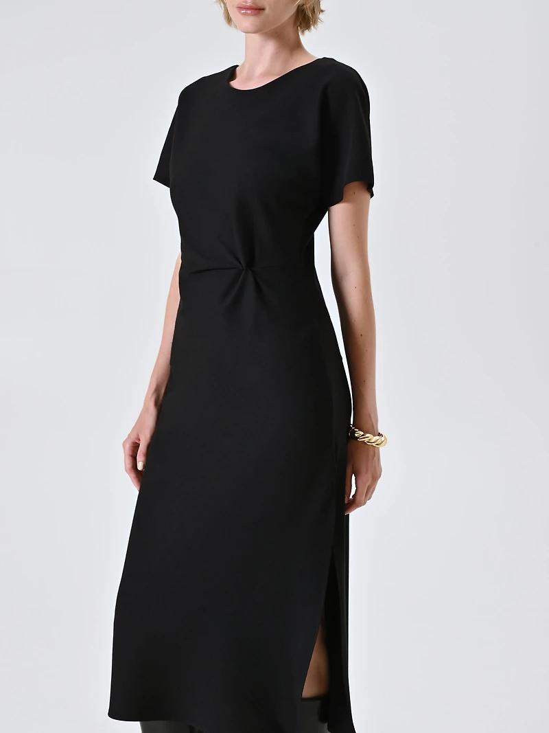 Midi Milano-Stitch Sheath Dress with Knot