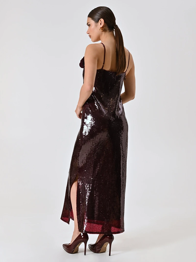 Burgundy Dress Covered Sequins