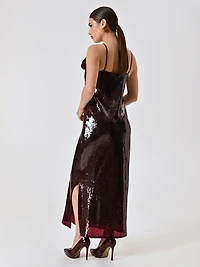 Burgundy Dress Covered Sequins