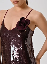 Burgundy Dress Covered Sequins