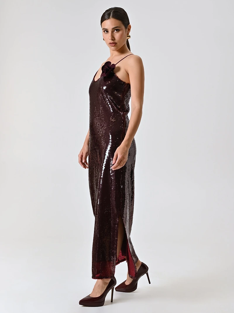 Burgundy Dress Covered Sequins