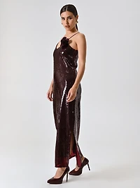Burgundy Dress Covered Sequins