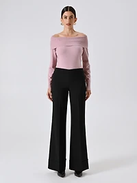 Pantalon large à revers maxi en tissu technique