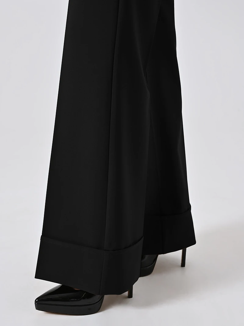 Pantalon large à revers maxi en tissu technique