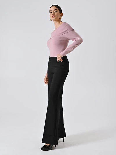 Wide Trousers with Maxi Turn-Up Technical Fabric