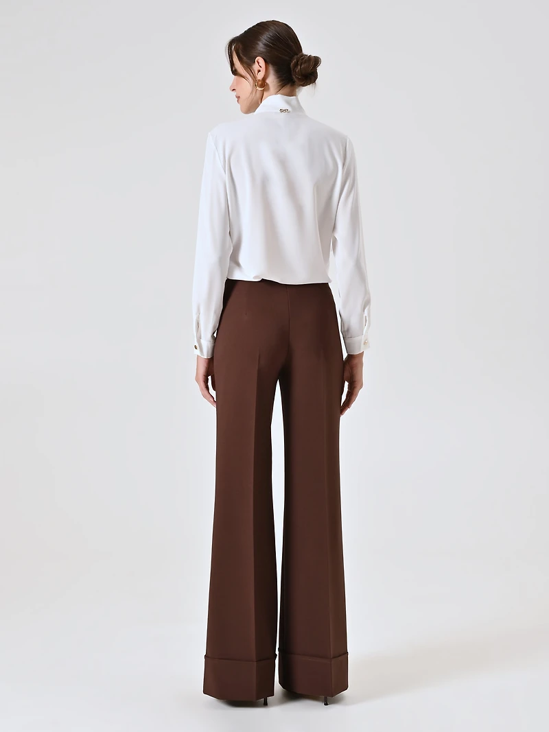 Pantalon large à revers maxi en tissu technique