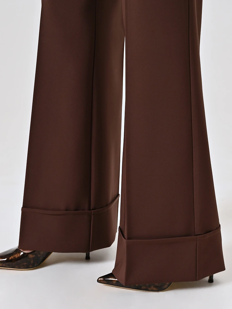 Pantalon large à revers maxi en tissu technique