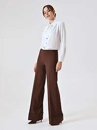 Pantalon large à revers maxi en tissu technique