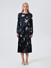 Floral Dress with Pleated Skirt