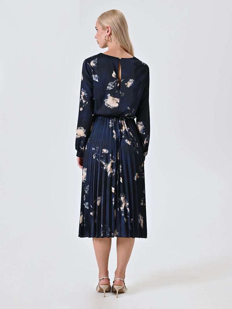 Floral Dress with Pleated Skirt
