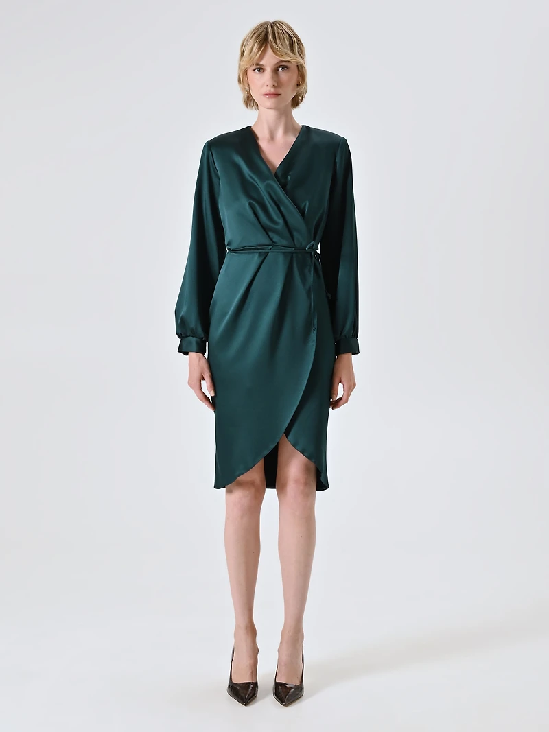 Satin Wrap Dress